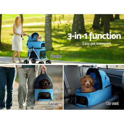 i.Pet Pet Stroller Dog Pram Large Cat Carrier Travel Foldable 4 Wheels Double-Pet Care > Cat Supplies > Cat Carriers &amp; Crates-PEROZ Accessories