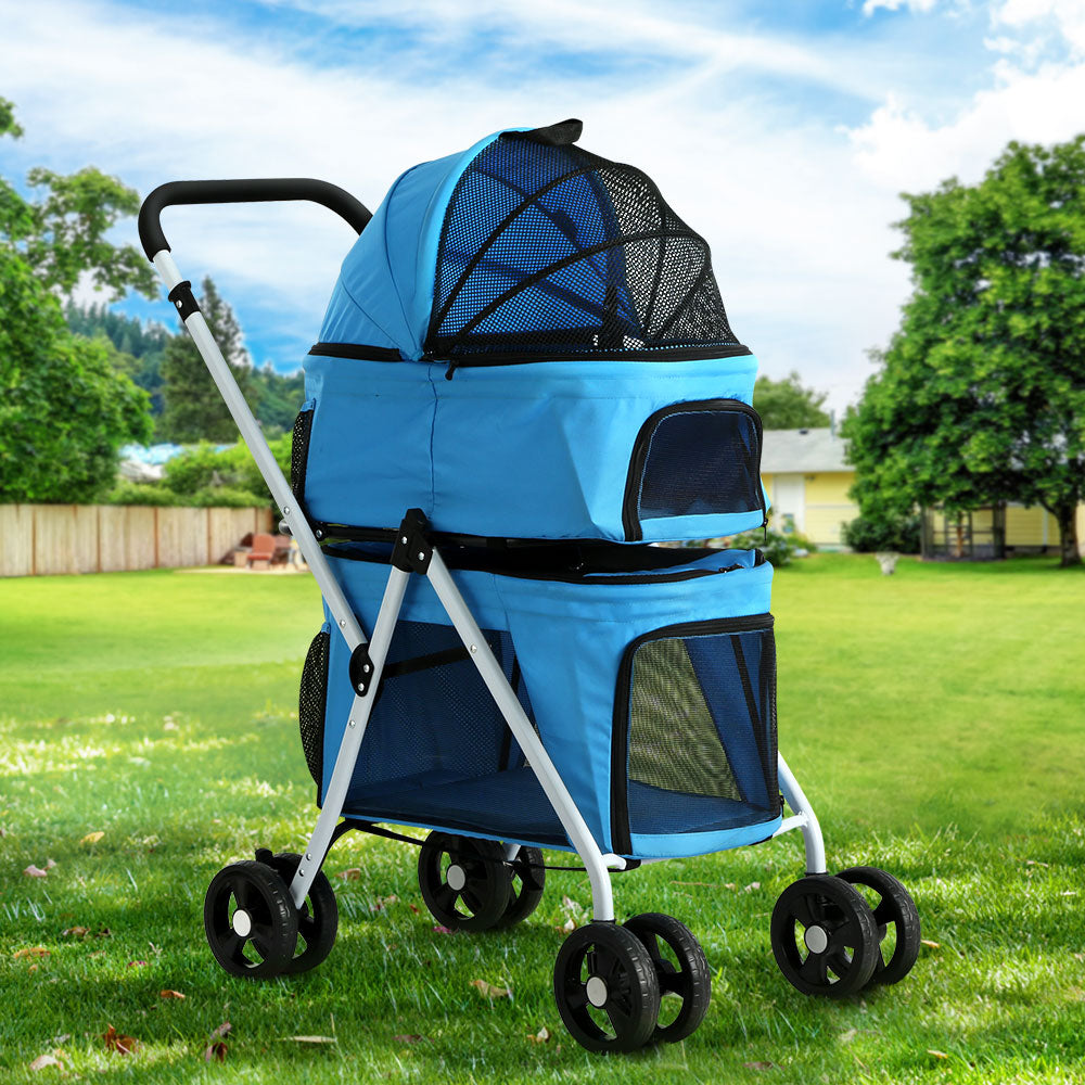 i.Pet Pet Stroller Dog Pram Large Cat Carrier Travel Foldable 4 Wheels Double-Pet Care > Cat Supplies > Cat Carriers &amp; Crates-PEROZ Accessories
