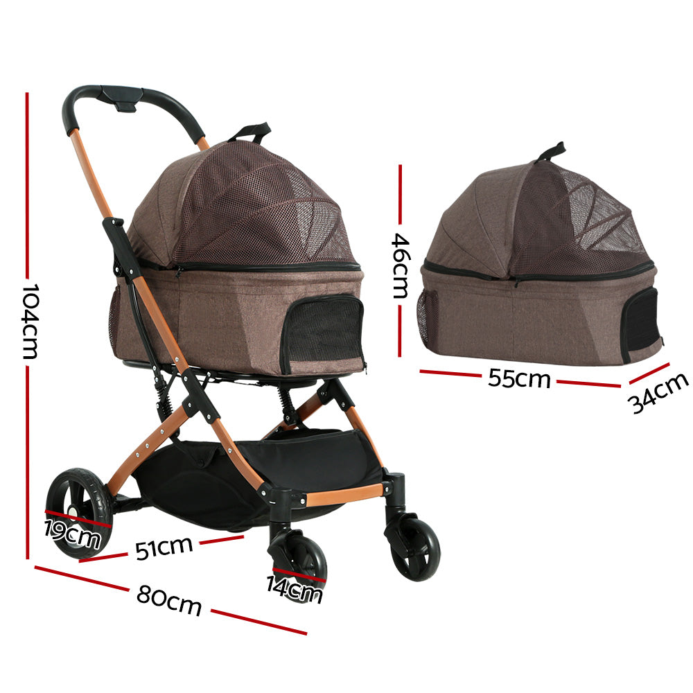 i.Pet Pet Stroller Dog Pram Large Cat Carrier Travel Foldable 4 Wheels Pushchair Double-Pet Care &gt; Cat Supplies &gt; Cat Carriers &amp; Crates-PEROZ Accessories