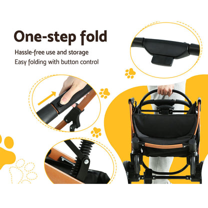 i.Pet Pet Stroller Dog Pram Large Cat Carrier Travel Foldable 4 Wheels Pushchair Double-Pet Care > Cat Supplies > Cat Carriers &amp; Crates-PEROZ Accessories