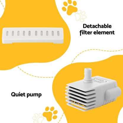 i.Pet Pet Water Fountain Feeder Dispenser Filter Dog Cat Drinking Automatic 2.2L-Pet Care > Cat Supplies > Cat Bowls, Feeders &amp; Waterers-PEROZ Accessories