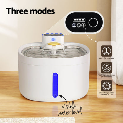 i.Pet Pet Water Fountain Feeder Dispenser Filter Dog Cat Drinking Automatic 2.6L-Pet Care > Cat Supplies > Cat Bowls, Feeders &amp; Waterers-PEROZ Accessories