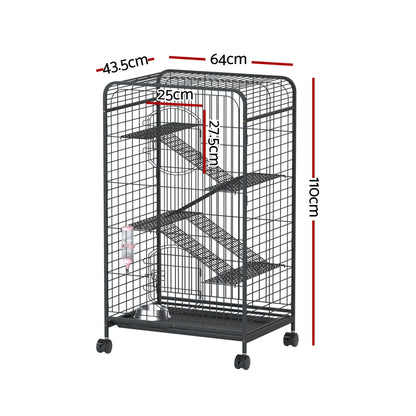 i.Pet Rabbit Cage Indoor Hutch Guinea Pig Bird Ferret Cat Hamster 110cm 4 Level-Pet Care > Coops &amp; Hutches > Small Animal Habitats &amp; Cages-PEROZ Accessories