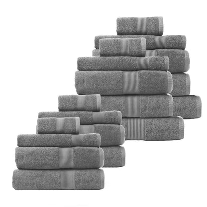 Royal Comfort Cotton Bamboo Towel Bundle Set 450GSM Luxurious Absorbent - 18 pcs-Towels-PEROZ Accessories