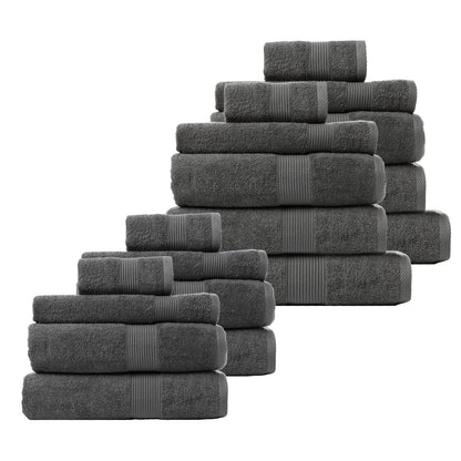 Royal Comfort Cotton Bamboo Towel Bundle Set 450GSM Luxurious Absorbent - 18 pcs-Towels-PEROZ Accessories