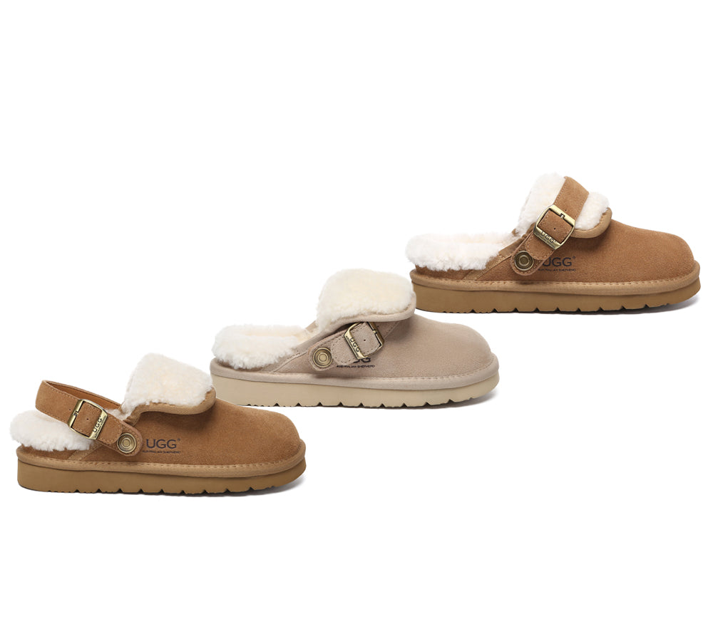 AUSTRALIAN SHEPHERD® 3-Way Style UGG Slippers Sheepskin Wool Adjustable Strap Slingback Tenley-PEROZ Accessories