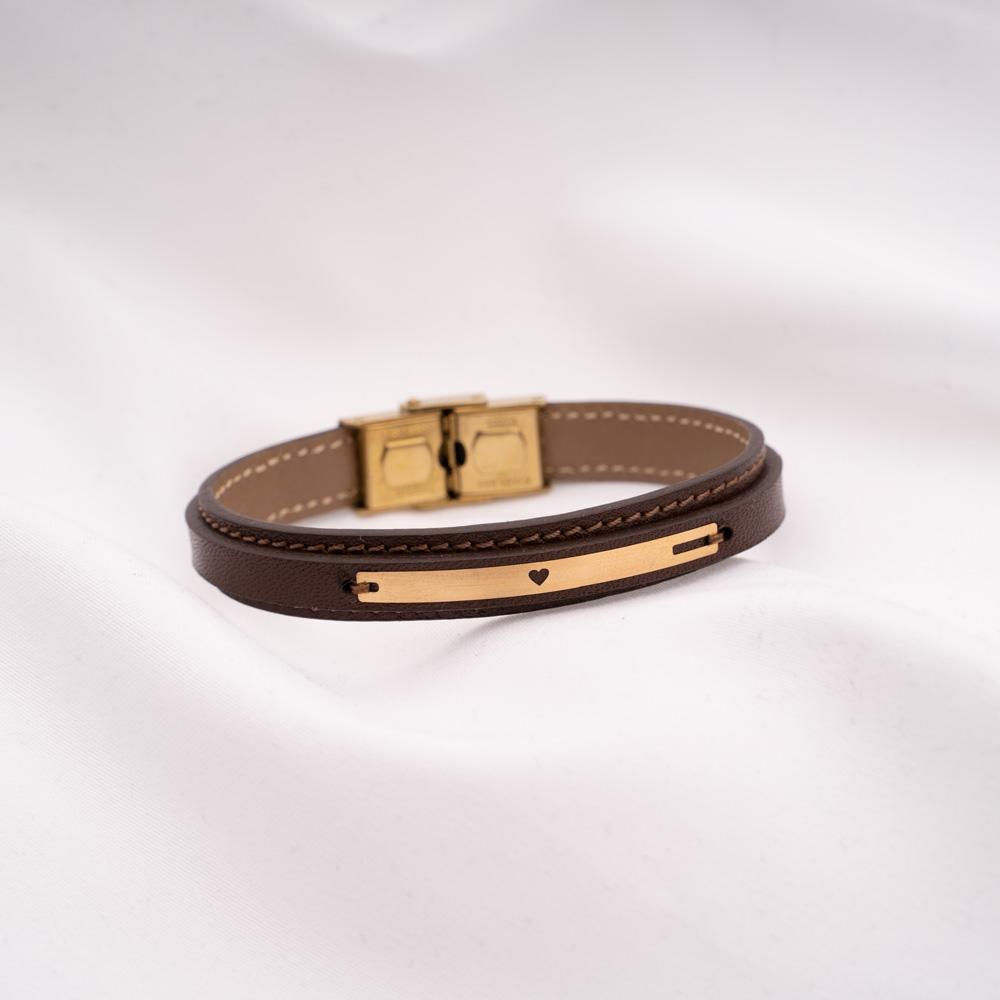 Amy Leather Bracelet Studded with 18K Solid Gold - PEROZ