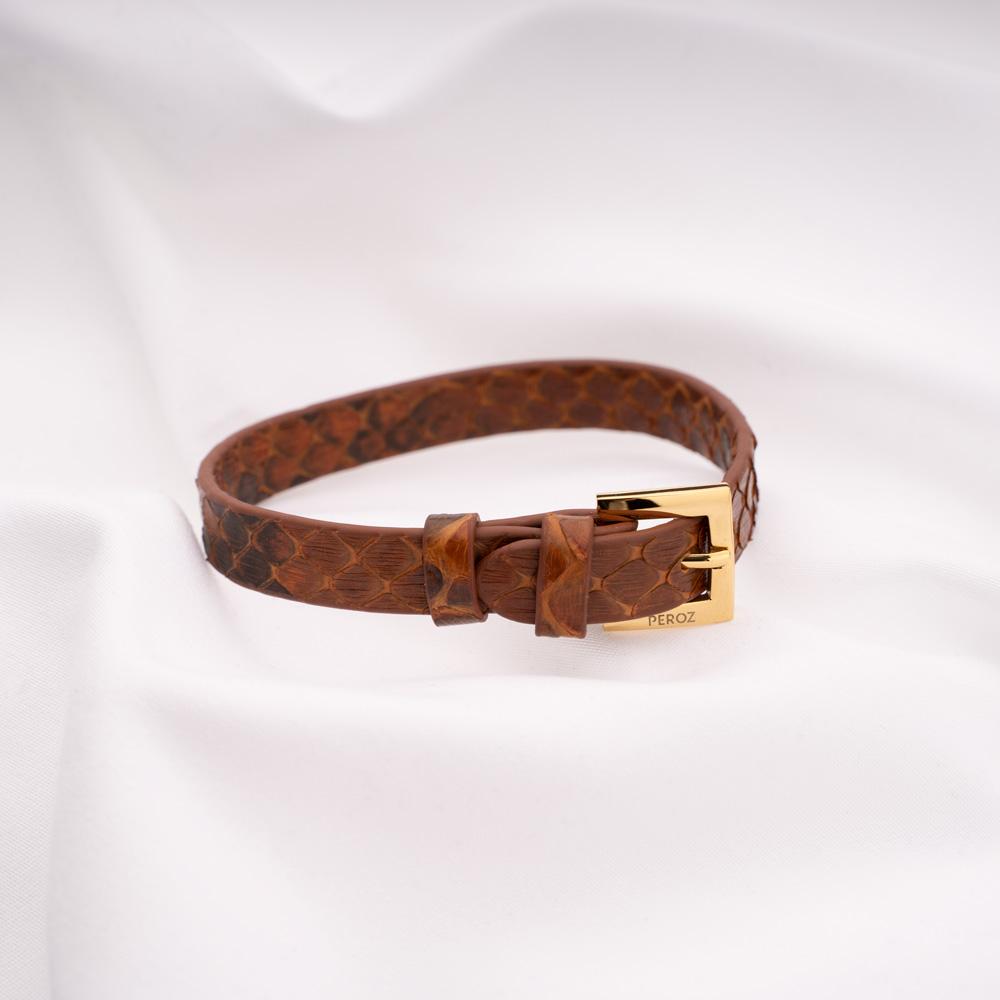 Brown Python Leather Bracelet  | Peroz