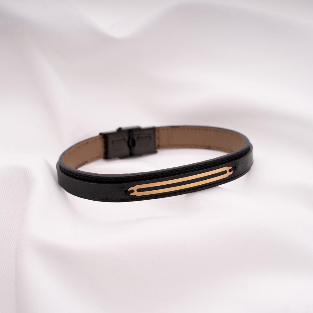 PEROZ Accessories | Flavia Leather Bracelet Studded with 18K Gold Bar