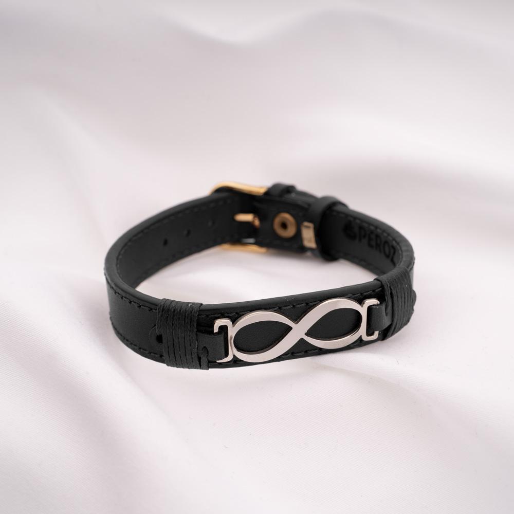 PEROZ | Infinity Black Leather Bracelet 