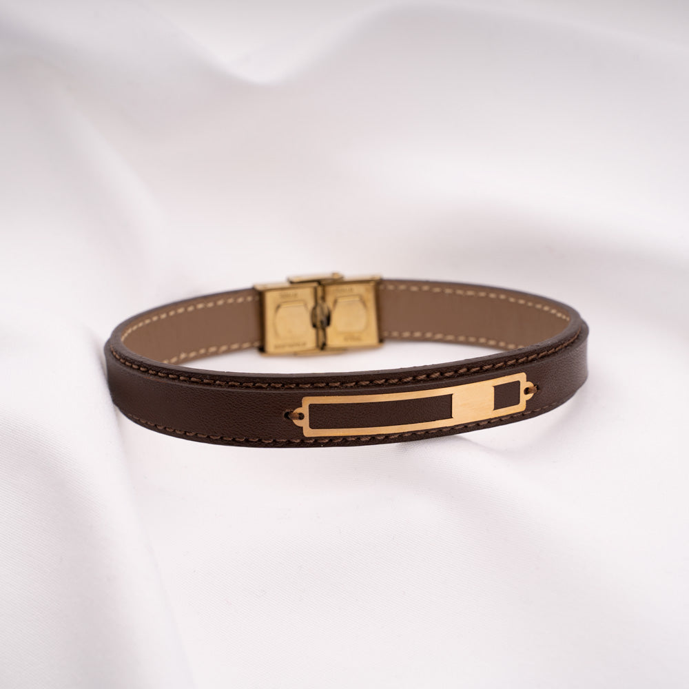 Kato Leather Bracelet Studded with 18K Solid Gold