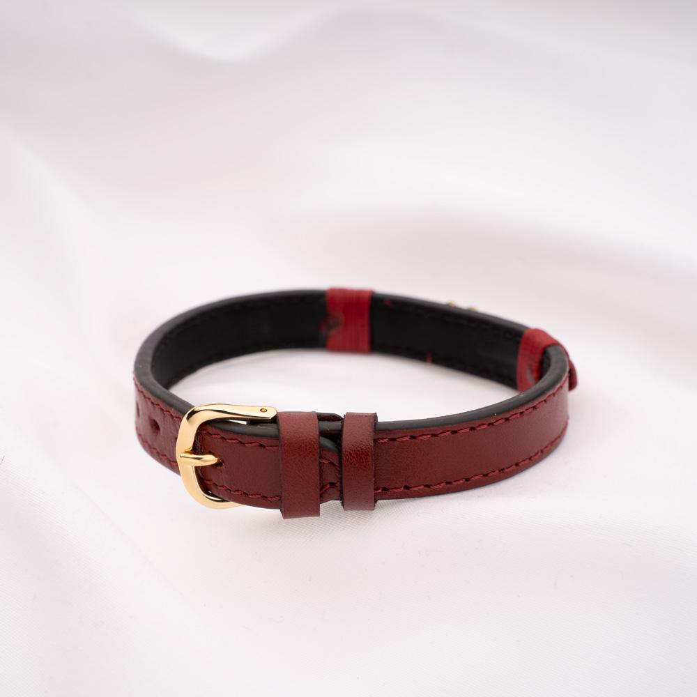Vita Red Leather Bracelet Back