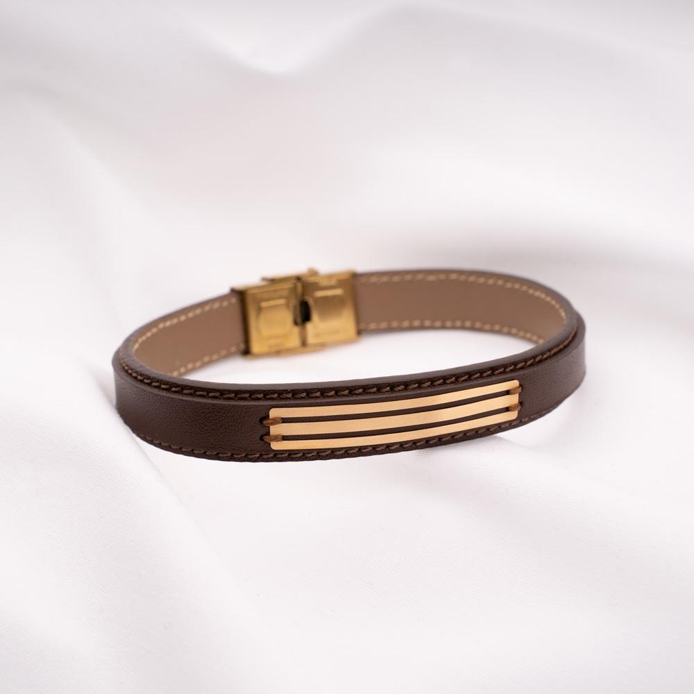 Vitus Leather Bracelet Studded with 18K Solid Gold _ PEROZ AUSTRALIA