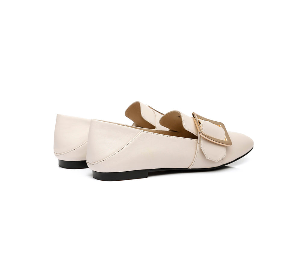 TARRAMARRA® Women Leather Square Buckle Almond Toe Flat Loafers Sally-PEROZ Accessories