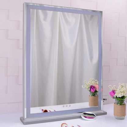 10x Magnification Mirror with Smart Touch Control and 3 Colors Dimmable Light for Bathroom and Bedroom (71 x 57 cm)-Makeup Mirrors-PEROZ Accessories