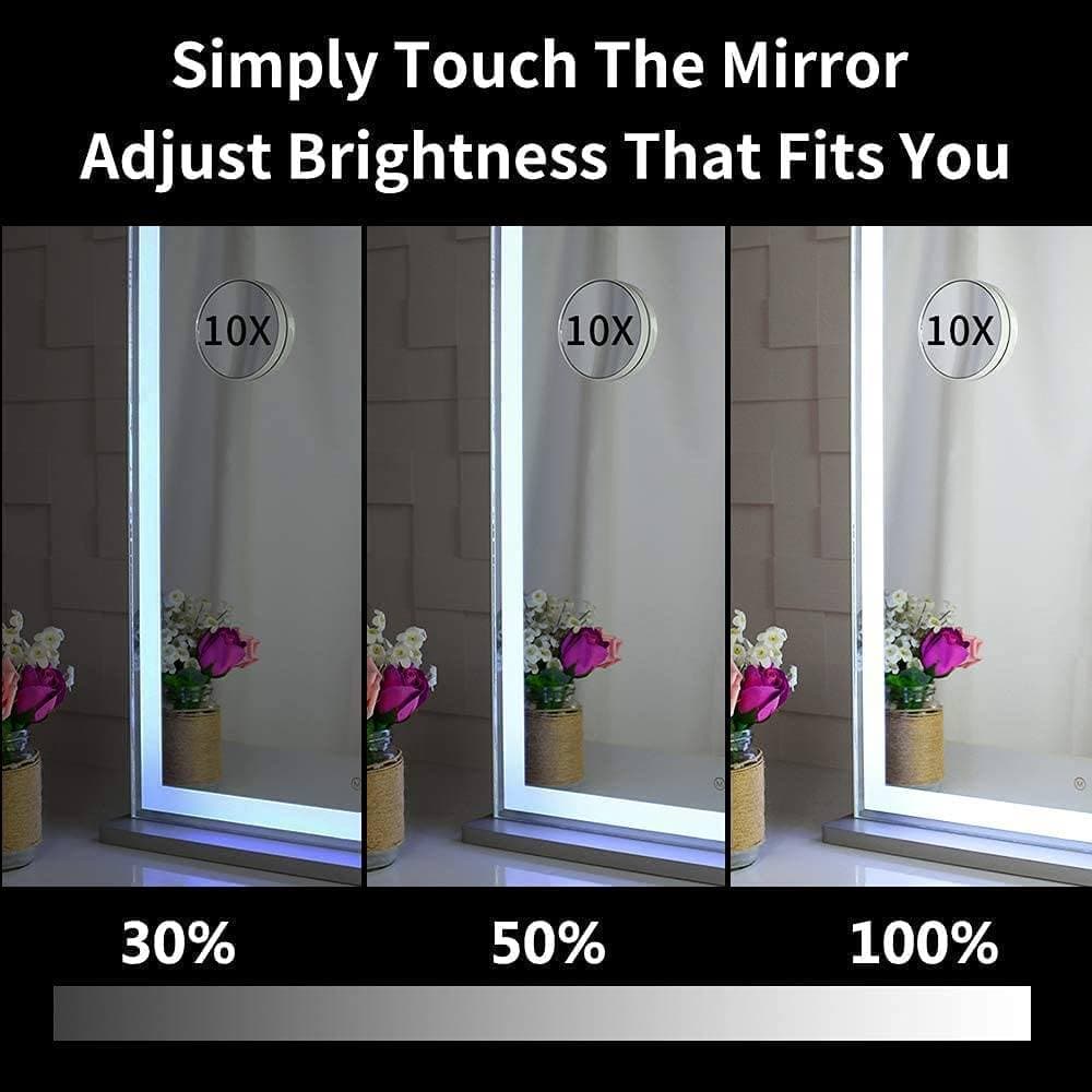 10x Magnification Mirror with Smart Touch Control and 3 Colors Dimmable Light for Bathroom and Bedroom (71 x 57 cm)-Makeup Mirrors-PEROZ Accessories