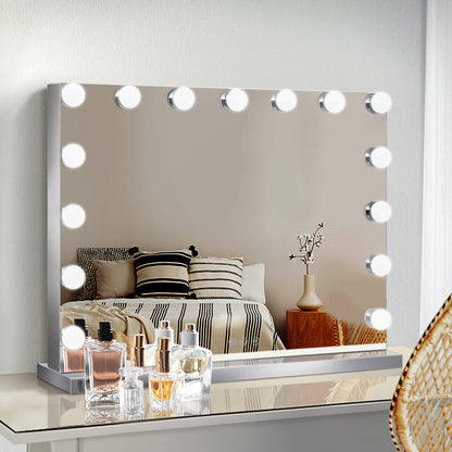 Embellir Hollywood Frameless Makeup Mirror With 15 LED Lighted Vanity Beauty 58cm x 46cm-Makeup Mirrors-PEROZ Accessories