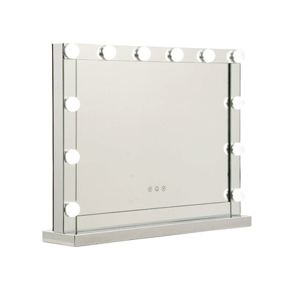 Embellir Hollywood Makeup Mirror With Light 12 LED Bulbs Vanity Lighted Silver 58cm x 46cm-Makeup Mirrors-PEROZ Accessories