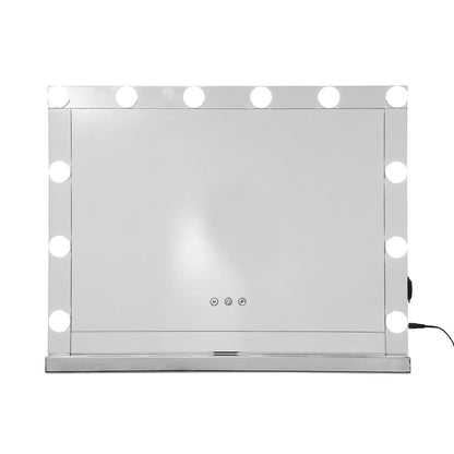 Embellir Hollywood Makeup Mirror With Light 12 LED Bulbs Vanity Lighted Silver 58cm x 46cm-Makeup Mirrors-PEROZ Accessories