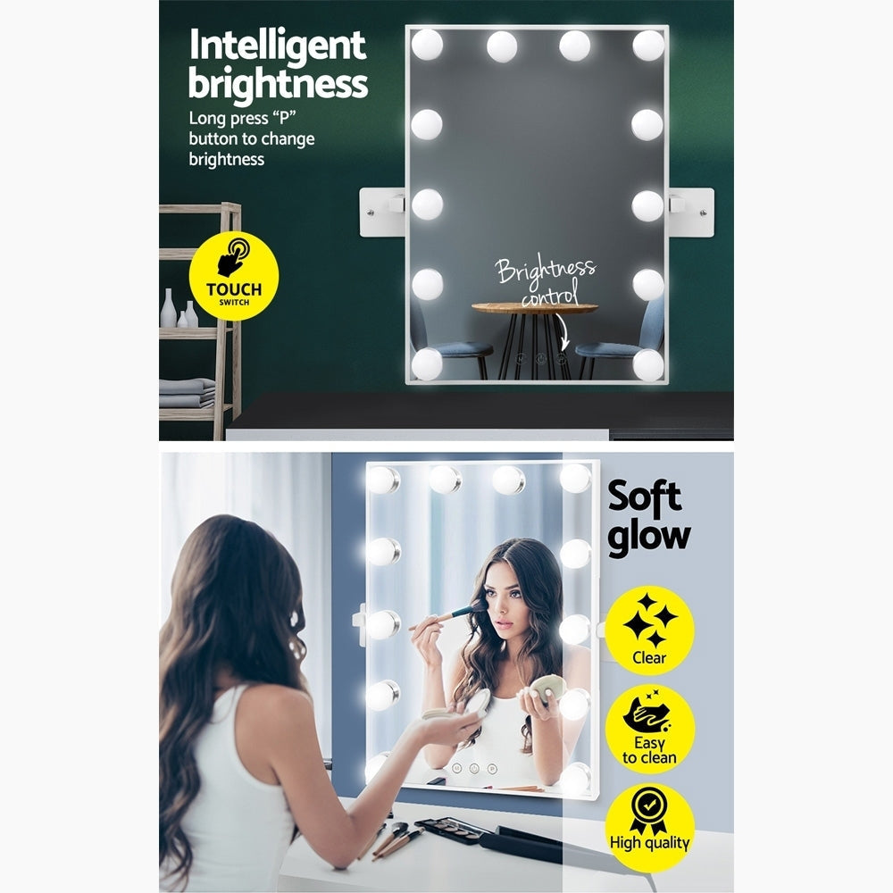 Embellir Hollywood Wall mirror Makeup Mirror With Light Vanity 12 LED Bulbs-Makeup Mirrors-PEROZ Accessories