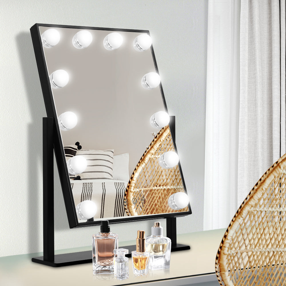 Embellir LED Standing Makeup Mirror - Black-Makeup Mirrors-PEROZ Accessories