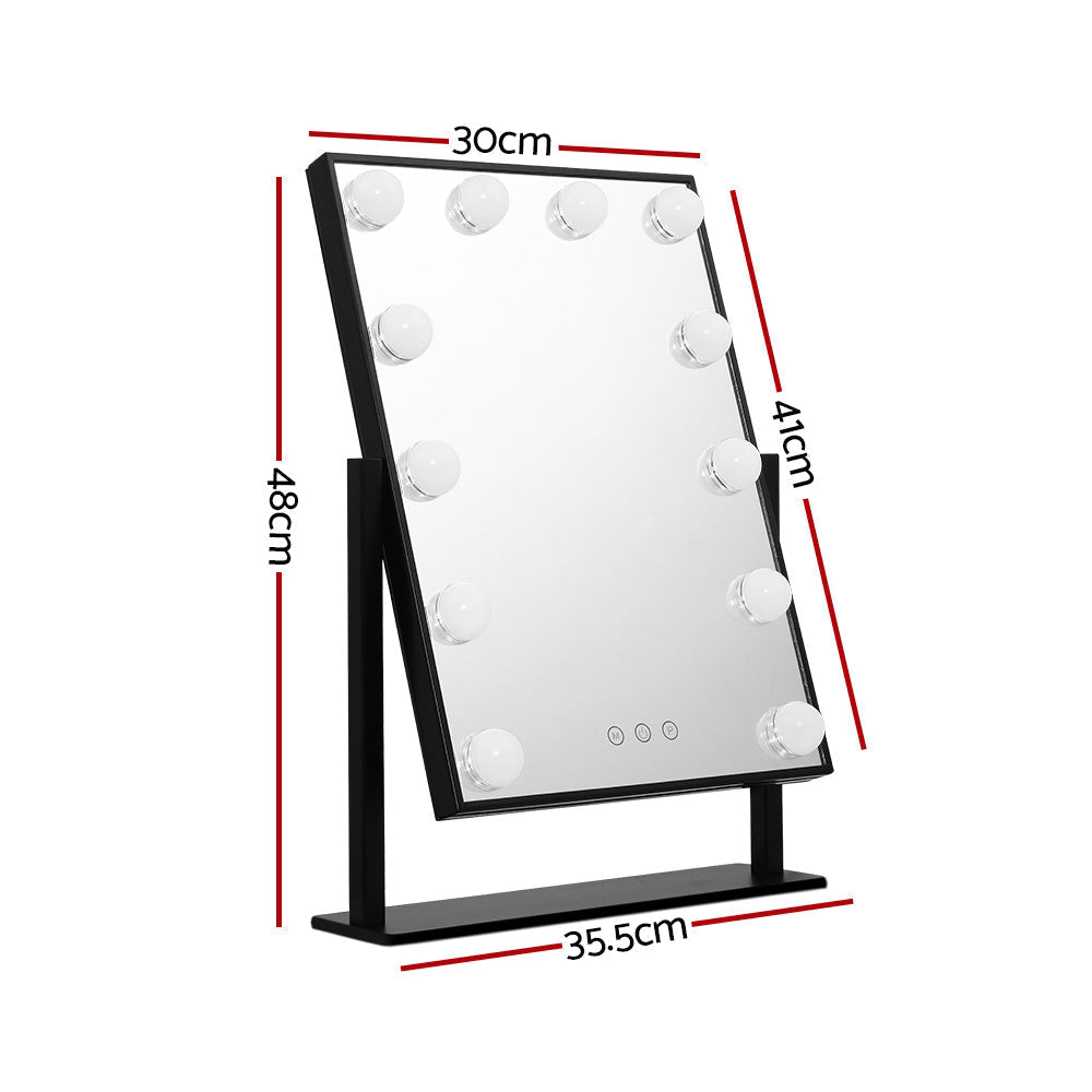 Embellir LED Standing Makeup Mirror - Black-Makeup Mirrors-PEROZ Accessories
