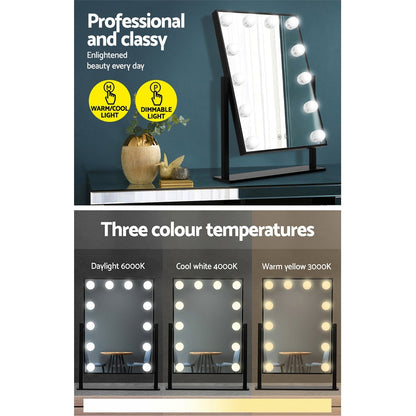 Embellir LED Standing Makeup Mirror - Black-Makeup Mirrors-PEROZ Accessories