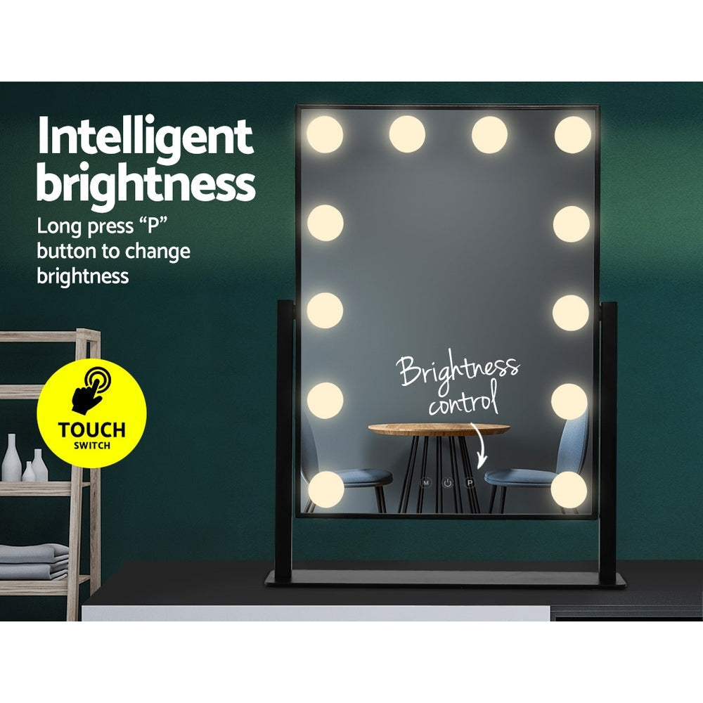 Embellir LED Standing Makeup Mirror - Black-Makeup Mirrors-PEROZ Accessories