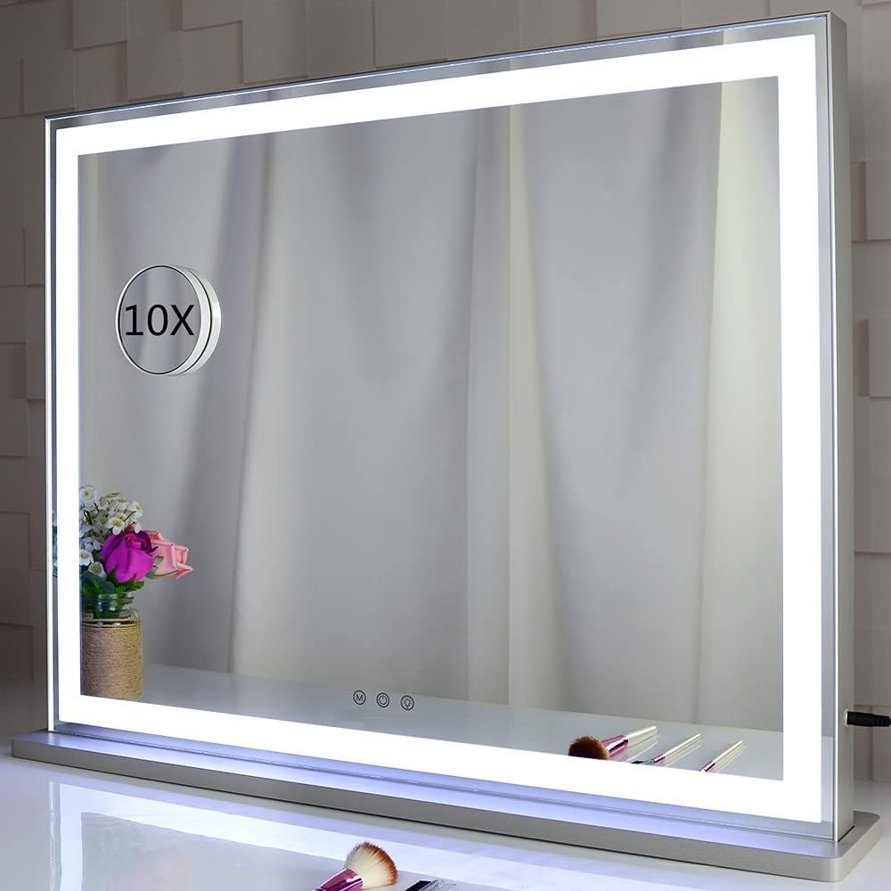 Hollywood LED Makeup Mirror with Smart Touch Control and 3 Colors Dimmable Light (72 x 56 cm)-Makeup Mirrors-PEROZ Accessories