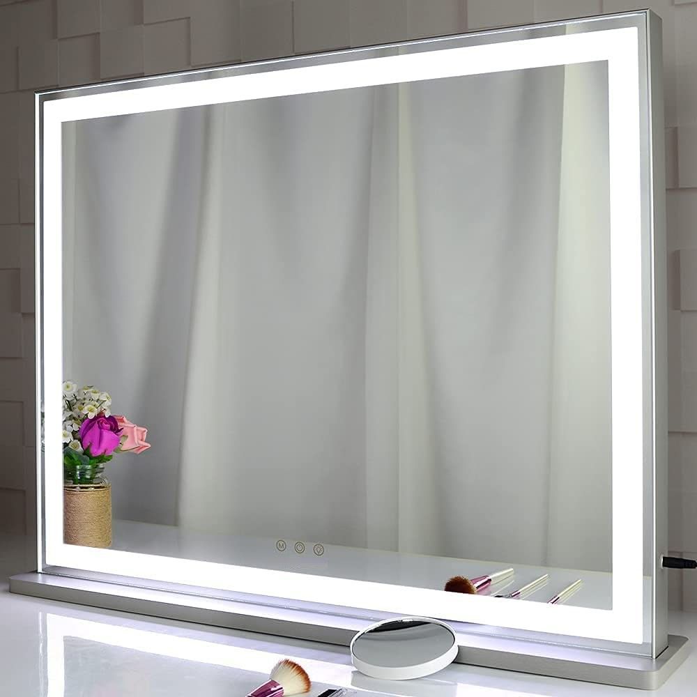 Hollywood LED Makeup Mirror with Smart Touch Control and 3 Colors Dimmable Light (72 x 56 cm)-Makeup Mirrors-PEROZ Accessories
