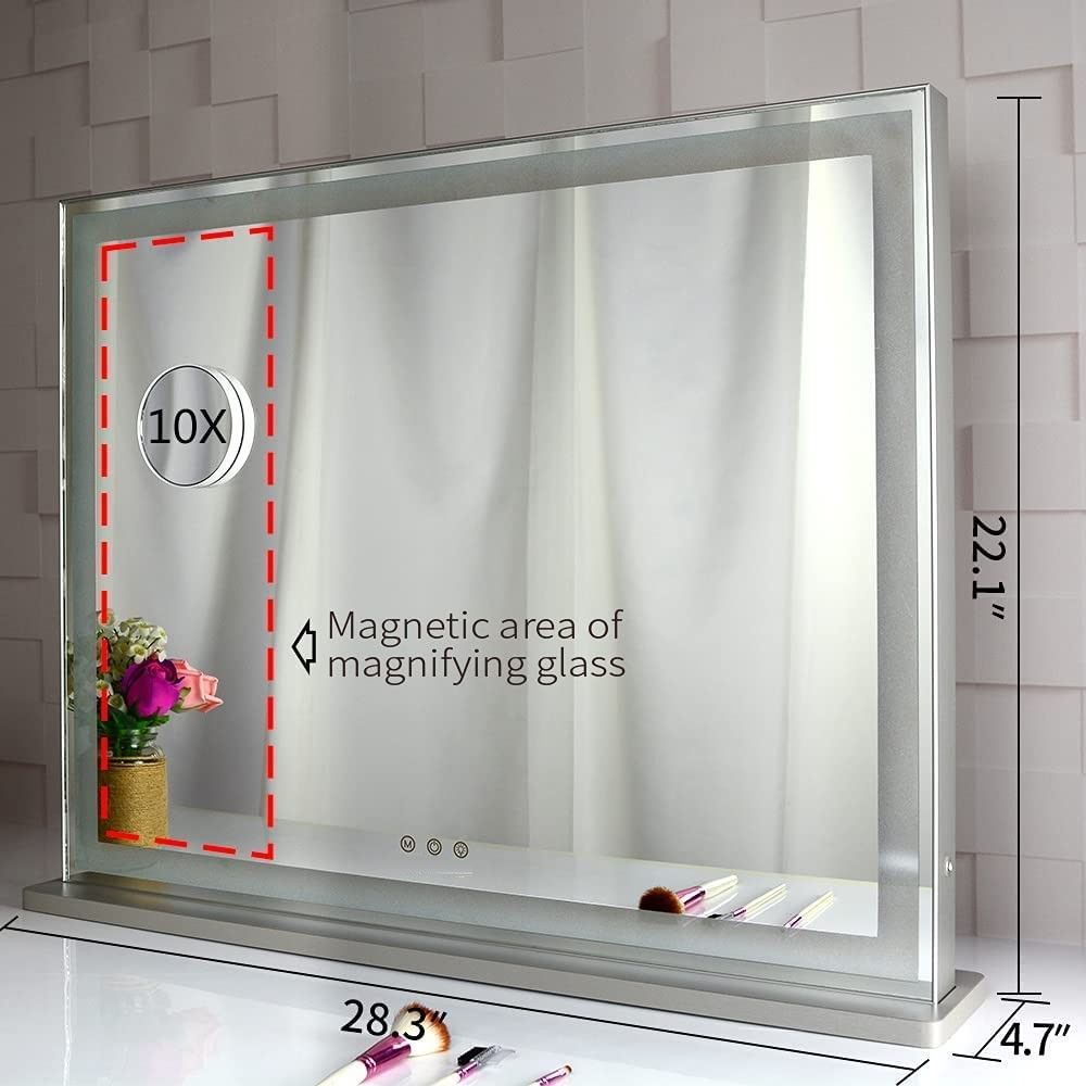 Hollywood LED Makeup Mirror with Smart Touch Control and 3 Colors Dimmable Light (72 x 56 cm)-Makeup Mirrors-PEROZ Accessories