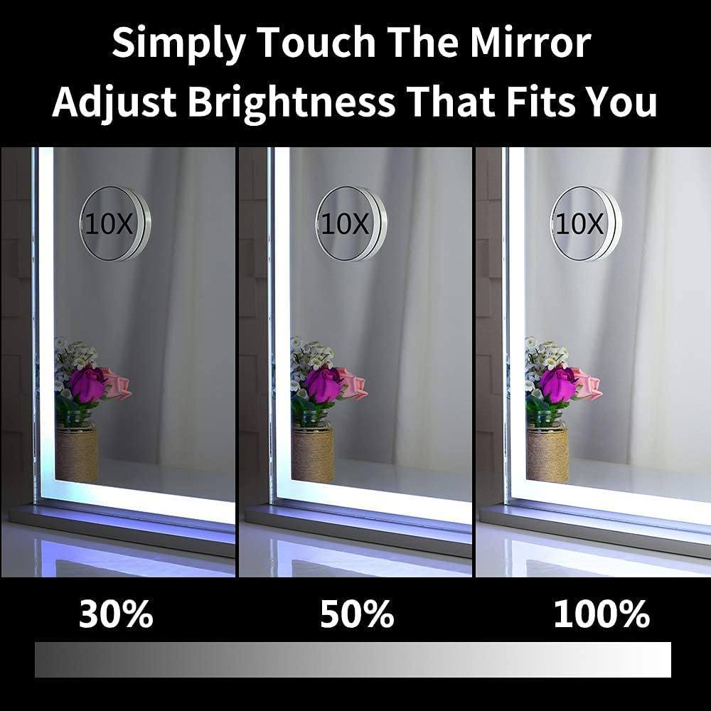 Hollywood LED Makeup Mirror with Smart Touch Control and 3 Colors Dimmable Light (72 x 56 cm)-Makeup Mirrors-PEROZ Accessories
