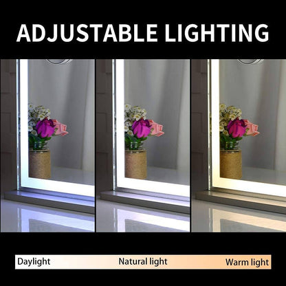 Hollywood LED Makeup Mirror with Smart Touch Control and 3 Colors Dimmable Light (72 x 56 cm)-Makeup Mirrors-PEROZ Accessories
