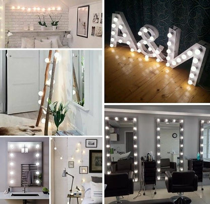 Makeup Mirrors - Hollywood Vanity Style LED Makeup Lights Mirror With 3 Color Modes Lights With 10 Dimmable Bulbs (Mirror Not Include)