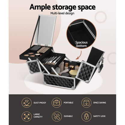 Embellir Makeup Beauty Case Organiser Travel Bag Large Cosmetic Storage Portable-Makeup Organisers-PEROZ Accessories