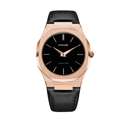 D1 Milano Ultra Slim 40mm Rose Gold Leather Watch-Quartz Watches-PEROZ Accessories