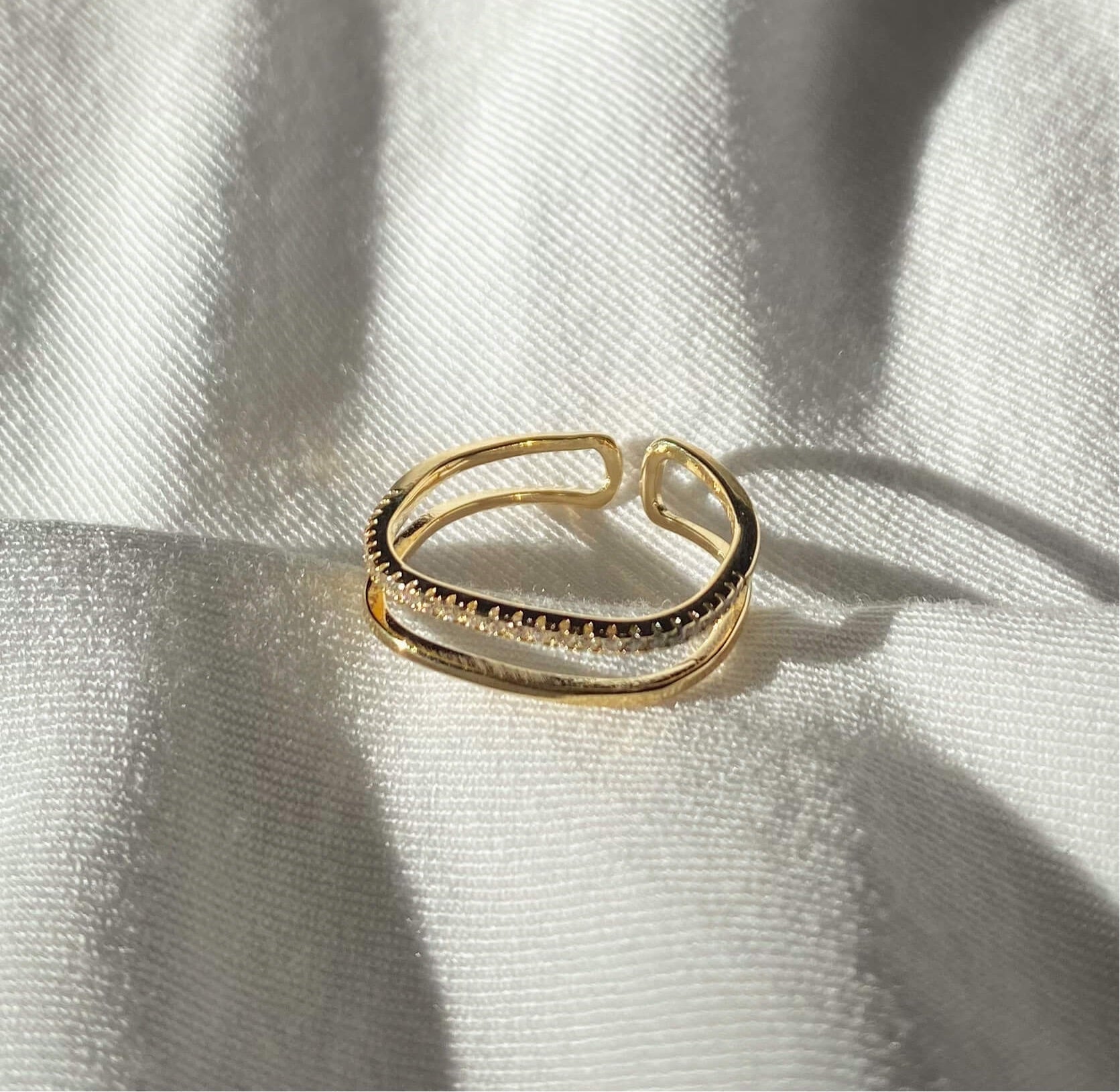 Georgia - Gold Adjustable Ring for Women-Rings-PEROZ Accessories