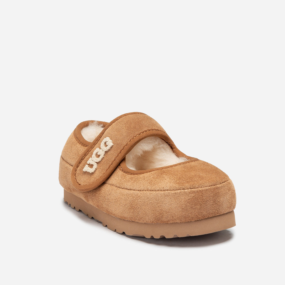 Ugg Logo Kids Mary Jane-Kids Slippers-PEROZ Accessories