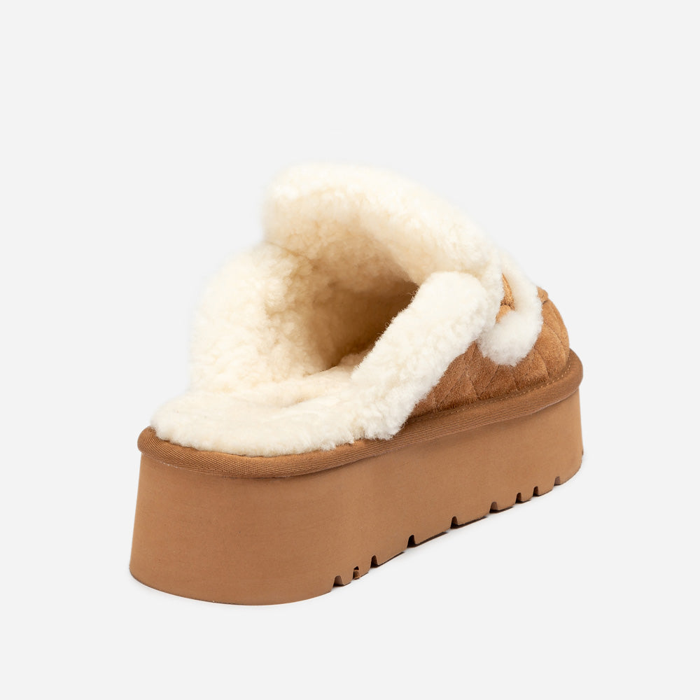 Ugg Violet Matelasse Shearling Platform Slipper-Women Slippers-PEROZ Accessories