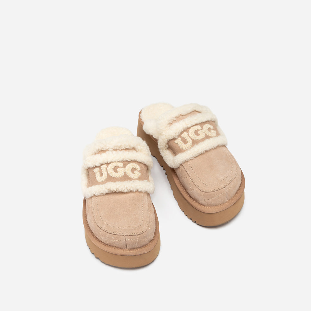 Ugg Violet Matelasse Shearling Platform Slipper-Women Slippers-PEROZ Accessories