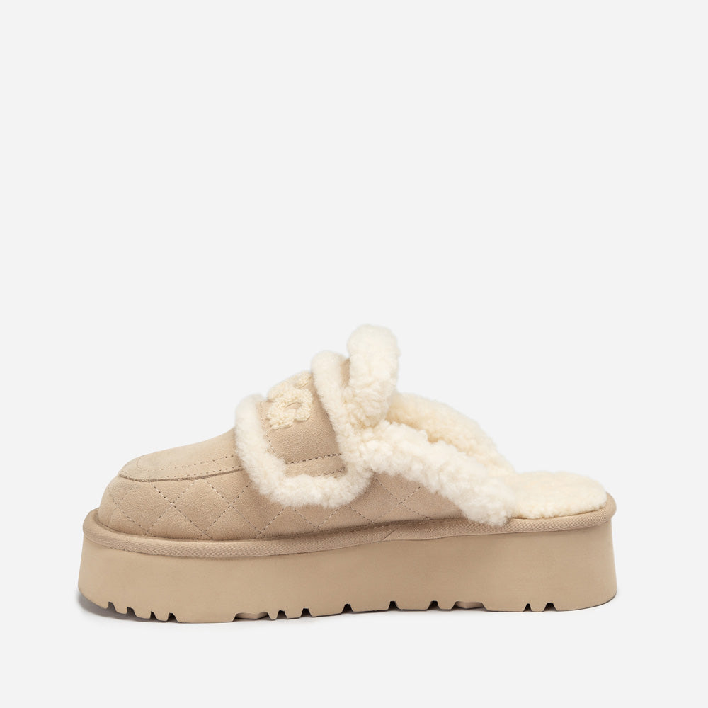 Ugg Violet Matelasse Shearling Platform Slipper-Women Slippers-PEROZ Accessories