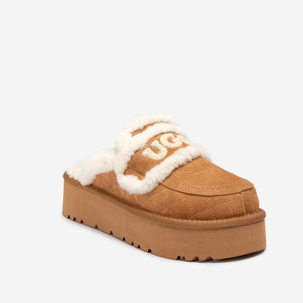 Ugg Violet Matelasse Shearling Platform Slipper-Women Slippers-PEROZ Accessories