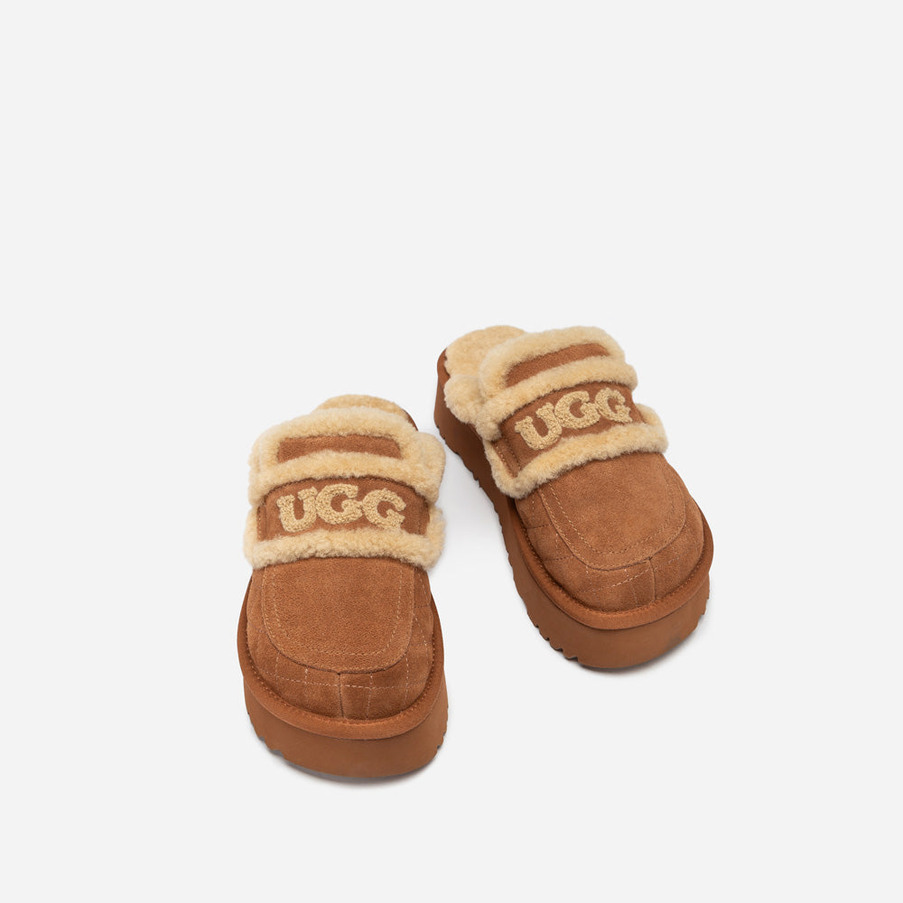 Ugg Violet Matelasse Shearling Platform Slipper-Women Slippers-PEROZ Accessories