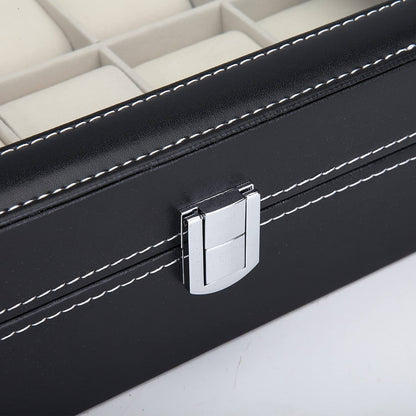 Black PU Leather Watch Organizer Display Storage Box Cases for Men &amp; Women (10 slots)-Watch Accessories-PEROZ Accessories