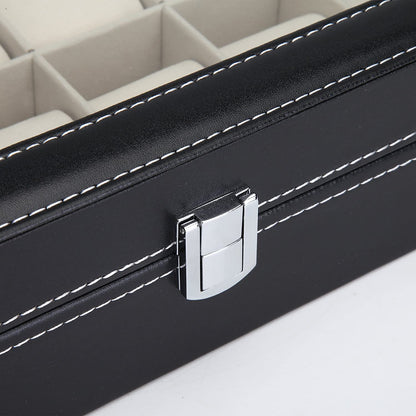 Black PU Leather Watch Organizer Display Storage Box Cases for Men &amp; Women (12 slots)-Watch Accessories-PEROZ Accessories