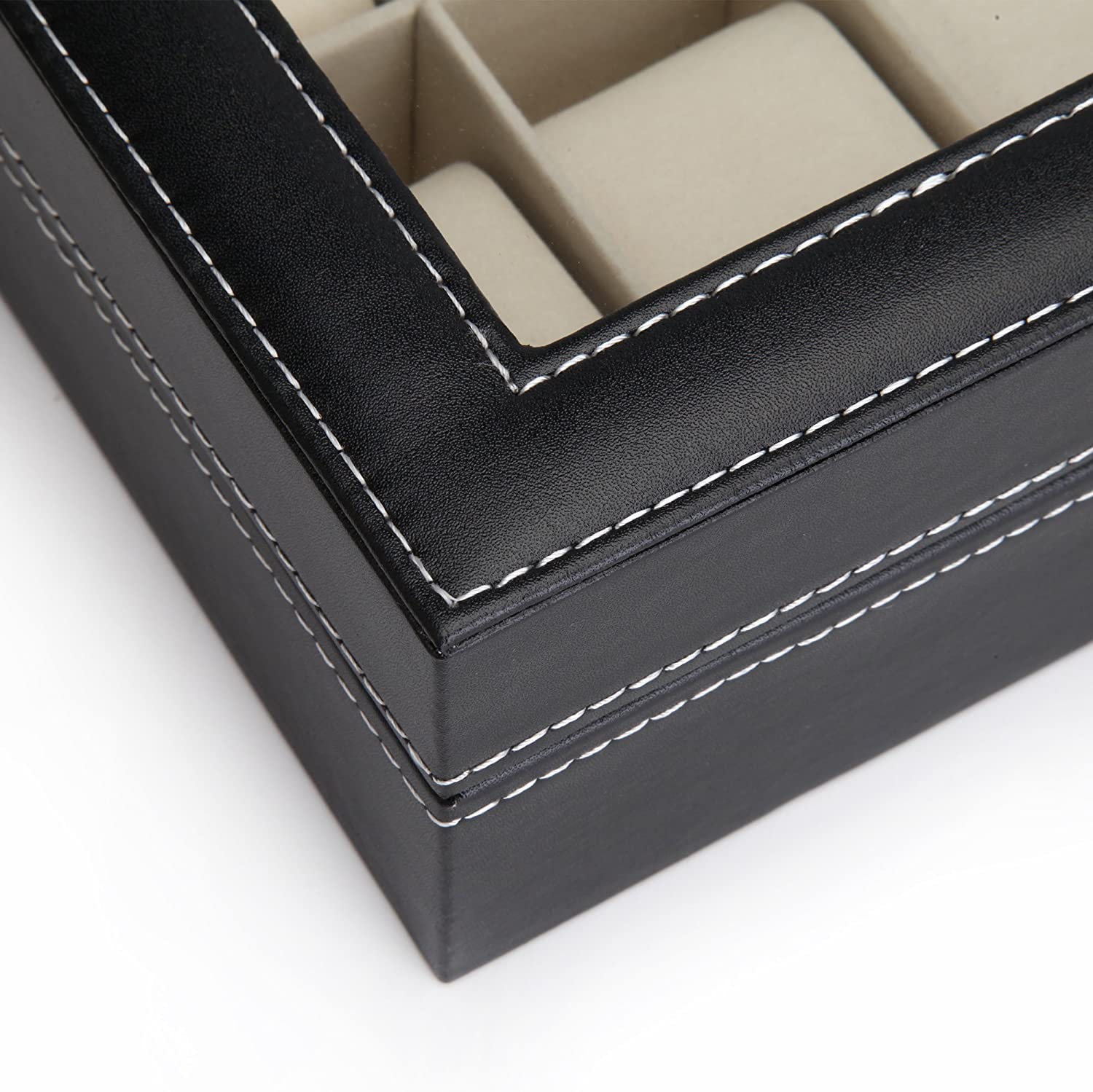 Black PU Leather Watch Organizer Display Storage Box Cases for Men &amp; Women (12 slots)-Watch Accessories-PEROZ Accessories