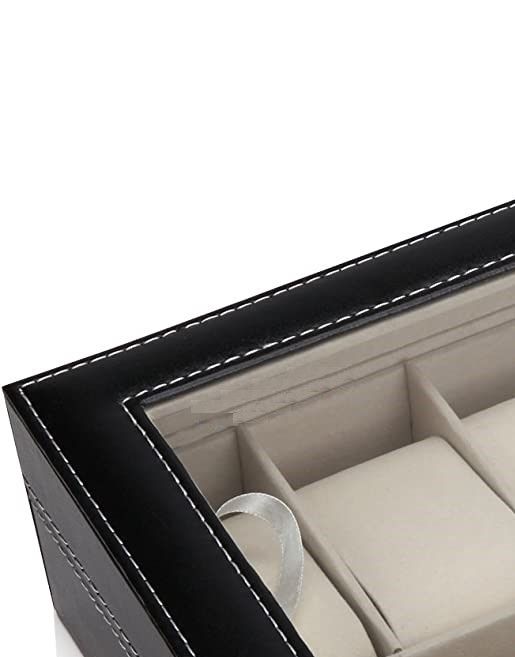 Black PU Leather Watch Organizer Display Storage Box Cases for Men &amp; Women (12 slots)-Watch Accessories-PEROZ Accessories