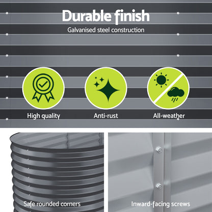 x2 Green Fingers Raised Garden Bed Kit Planter Oval Galvanised Steel 240cmX80cmX56cm-Home &amp; Garden > Garden Beds > Garden Beds &amp; Planters-PEROZ Accessories