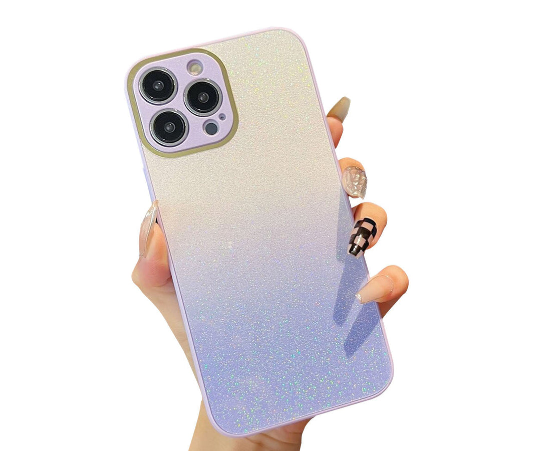 Anymob iPhone Case Purple Gradient Glitter Bling Case Protective Soft Silicone Mobile Cover For iPhone 14 11 12 13 Pro Max X XR XS Max 7 8 Plus SE 2020-Mobile Phone Cases-PEROZ Accessories