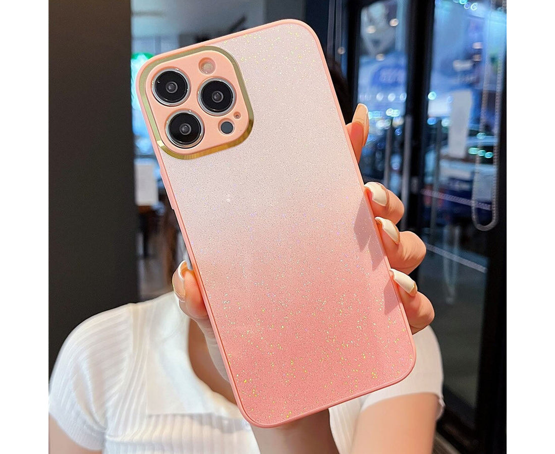 Anymob iPhone Case Pink Gradient Glitter Bling Case Protective Soft Silicone Mobile Cover For iPhone 14 11 12 13 Pro Max X XR XS Max 7 8 Plus SE 2020-Mobile Phone Cases-PEROZ Accessories